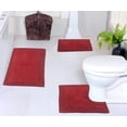 thumbnail image 1 of Home Weavers Luxury Collection 100% Cotton Reversible Bathroom Rug Set Machine Washable Bathroom Rug-17"x24", Bath Rug- 21"x34", U Shaped Contour- 20"x20", Red Color 3 Piece Bath Rug set, 1 of 1