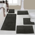 thumbnail image 1 of Home Weavers Luxury Collection 100% Cotton Reversible Bathroom Rug Set Machine Washable Bathroom Rug, Bath Rug, U Shaped Contour, Runner, Bathroom Rug, Gray Color 5 Piece Bath rug set, 1 of 5