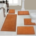 thumbnail image 1 of Home Weavers Luxury Collection 100% Cotton Reversible Bathroom Rug Set Machine Washable Bathroom Rug, Bath Rug, U Shaped Contour, Runner, Bathroom Rug, Terracotta Color 5 Piece Bath Rug set, 1 of 1