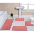 thumbnail image 1 of Home Weavers Luxury Collection 100% Cotton Reversible Bathroom Rug Set Machine Washable Bathroom Rug, Bath Rug, U Shaped Contour, Runner, Coral Color 4 Piece Bath Rug set, 1 of 5