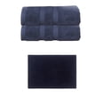thumbnail image 1 of Home Weavers Luxury Collection 100% Soft Cotton Super Absorbent 2 Pcs Bath Towel Set & 1 Pc 17x24" Bath Rug, Machine Washable & Non Slip (Set of 3), Navy, 1 of 4