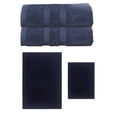 thumbnail image 1 of Home Weavers Luxury Collection 100% Soft Cotton Super Absorbent 2 Pcs Bath Towel Set & 2 Pc Bath Rug Combo, Machine Washable & Non Slip (Set of 4), Navy, 1 of 4