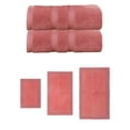 thumbnail image 1 of Home Weavers Luxury Collection 100% Soft Cotton Super Absorbent 2 Pcs Bath Towel Set & 3 Pc Bath Rug Combo, Machine Washable & Non Slip (Set of 5), Coral, 1 of 1