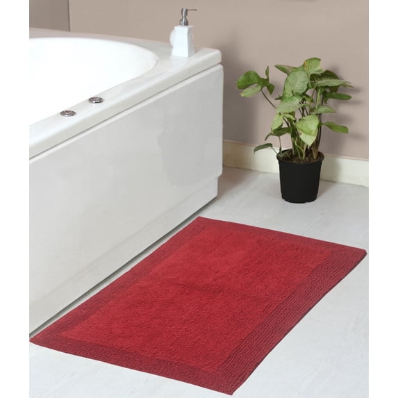 Home Weavers Luxury Collection Bathroom Rug 100% Cotton Reversible Bathroom Rugs Set, Washable Bath Rug, Extra Soft Absorbent Bath rug, Kitchen Mat, Non Slip Bath Mat Set, 21"x34" Rectangle, Red