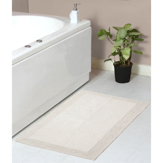 Home Weavers Luxury Collection Bathroom Rug 100% Cotton Reversible Bathroom Rugs Set, Washable Bath Rug, Extra Soft Absorbent Bath Rug, Kitchen Mat, Non Slip Bath Mat Set, 21"x34" Rectangle, Ivory