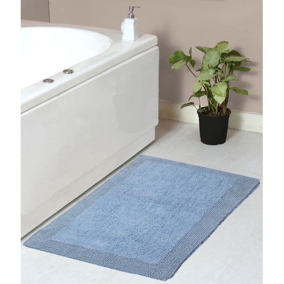 Home Weavers Luxury Collection Bathroom Rug 100% Cotton Reversible Bathroom Rugs Set, Washable Bath Rug, Extra Soft Absorbent Bath rug, Kitchen Mat, Non Slip Bath Mat Set, 21"x34" Rectangle, Blue