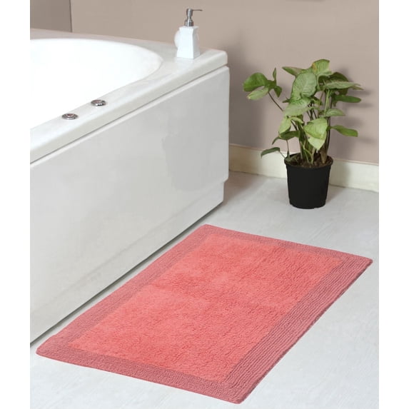 Home Weavers Luxury Collection Bathroom Rug 100% Cotton Reversible Bathroom Rugs Set, Washable Bath Rug, Extra Soft Absorbent Bath Rug, Kitchen Mat, Non Slip Bath Mat Set, 21"x34" Rectangle, Coral