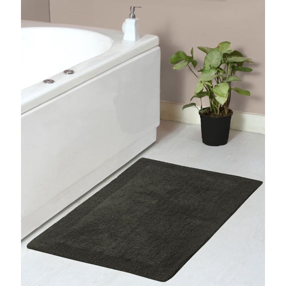 Home Weavers Luxury Collection Bathroom Rug 100% Cotton Reversible Bathroom Rugs Set, Washable Bath Rug, Extra Soft Absorbent Bath rug, Kitchen Mat, Non Slip Bath Mat Set, 21"x34" Rectangle, Gray