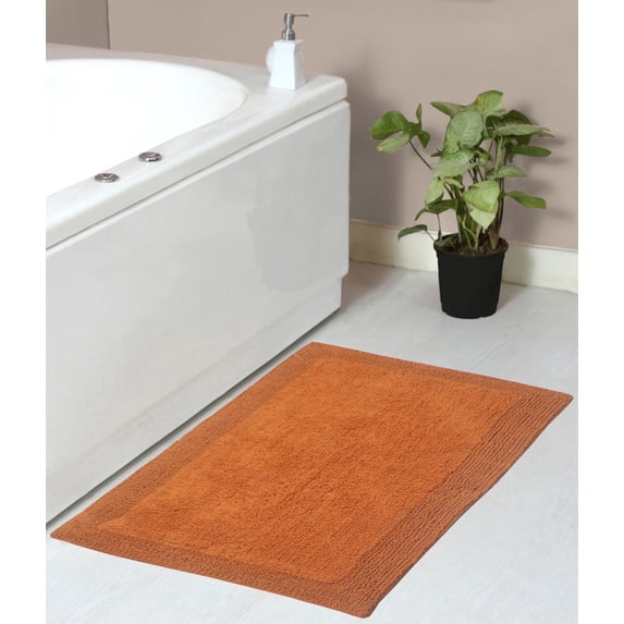 Home Weavers Luxury Collection Bathroom Rug 100% Cotton Reversible Bathroom Rugs Set, Washable Bath Rug, Soft Absorbent Bath Rug, Kitchen Mat, Non Slip Bath Mat Set, 21"x34" Rectangle, Terracotta