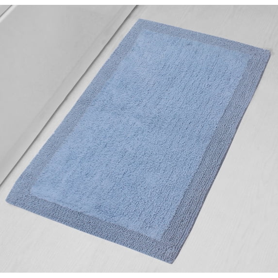 Home Weavers Luxury Collection Bathroom Rug 100% Cotton Reversible Bathroom Rugs Set, Washable Bath Rug, Soft Cotton Soft Absorbent Bath rug, Kitchen Mat, Non Slip Bath Mat, 24"x40" Rectangle, Blue