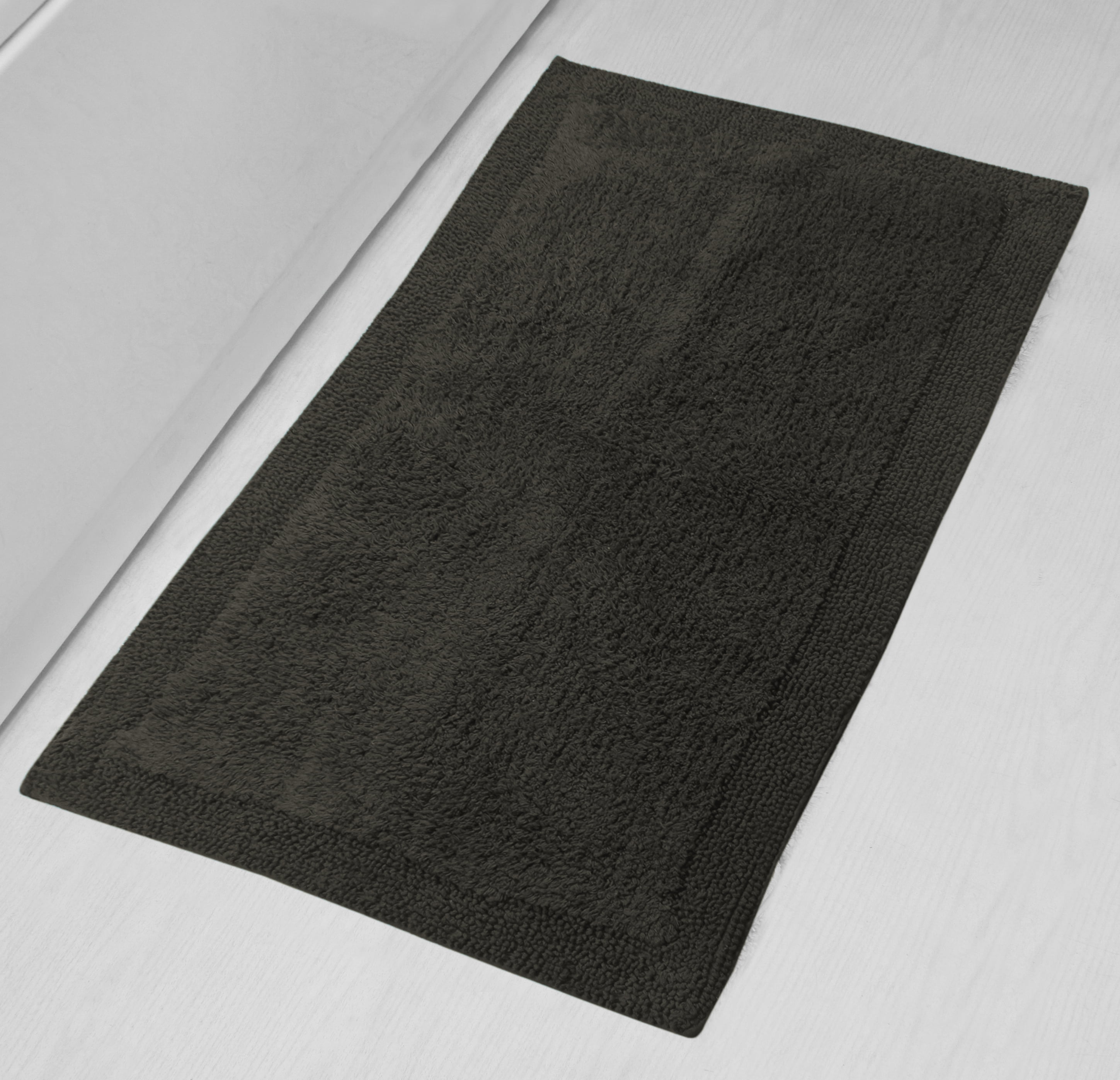 Home Weavers Luxury Collection Bathroom Rug 100% Cotton Reversible Bathroom Rugs Set, Washable Bath Rug, Soft Cotton Soft Absorbent Bath rug, Kitchen Mat, Non Slip Bath Mat, 24"x40" Rectangle, Gray