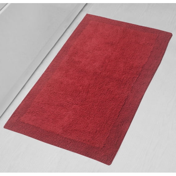 Home Weavers Luxury Collection Bathroom Rug 100% Cotton Reversible Bathroom Rugs Set, Washable Bath Rug, Soft Cotton Soft Absorbent Bath Rug, Kitchen Mat, Non Slip Bath Mat, 24"x40" Rectangle, Red