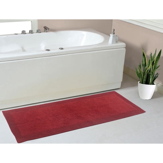 Home Weavers Luxury Collection Bathroom Rug 100% Cotton Reversible Bathroom Rugs Set, Washable Rug, Soft Cotton Extra Soft Absorbent bath Rug, Kitchen Mat, Non Slip Bath Mat Set, 21"x54" Runner, Red