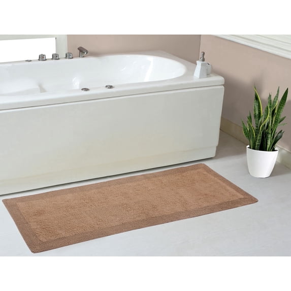 Home Weavers Luxury Collection Bathroom Rug Cotton Reversible Bathroom Rugs Set, Washable Rug, Soft Cotton Extra Soft Absorbent bath Rug, Kitchen Mat, Non Slip Bath Mat Set, 21"x54" Runner, Linen
