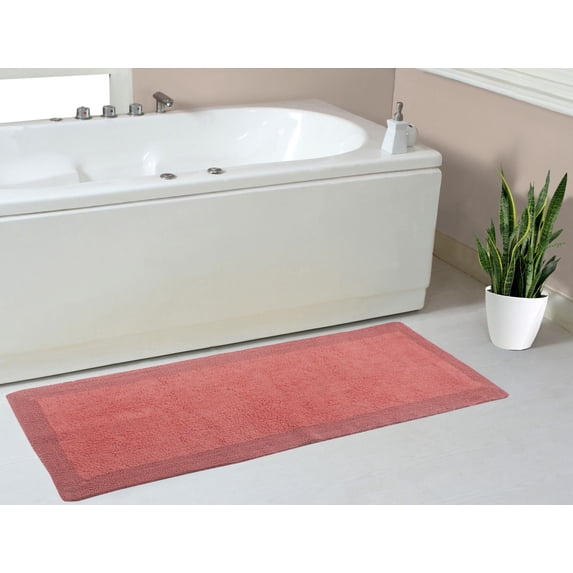 Home Weavers Luxury Collection Bathroom Rug Cotton Reversible Bathroom Rugs Set, Washable Rug, Soft Cotton Extra Soft Absorbent bath Rug, Kitchen Mat, Non Slip Bath Mat Set, 21"x54" Runner, Coral