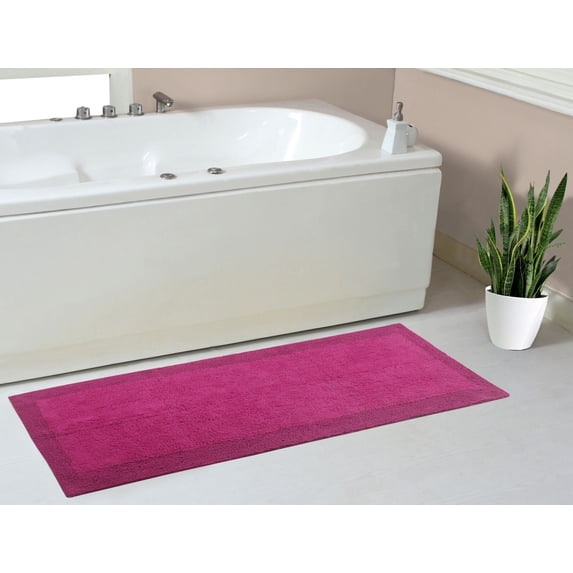 Home Weavers Luxury Collection Bathroom Rug 100% Cotton Reversible Bathroom Rugs Set, Washable Rug, Soft Cotton Soft Absorbent bath Rug, Kitchen Mat, Non Slip Bath Mat Set, 21"x54" Runner, Hot Pink