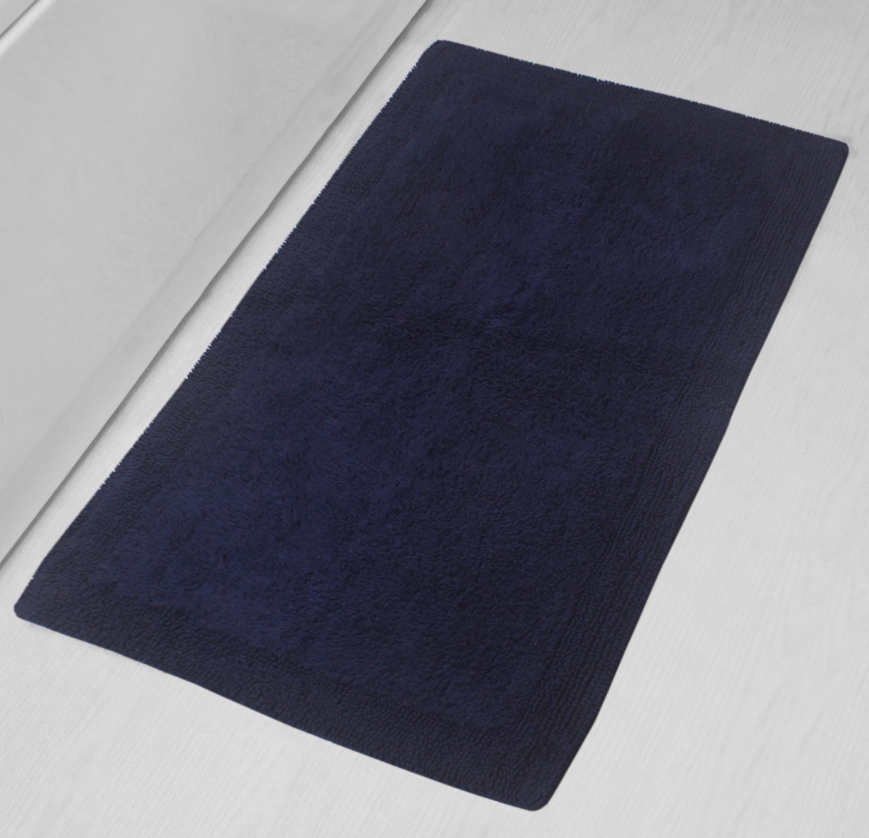 Somerset Home 100 Cotton Reversible Long Bath Rug Navy 24x60