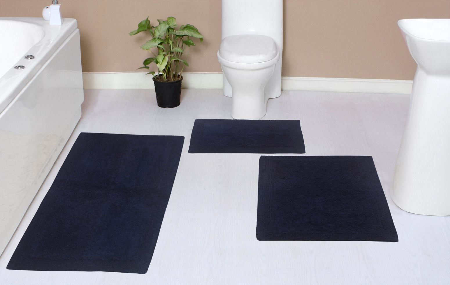 Home Weavers Luxury Collection Rugs 100 Cotton Reversible Bathroom