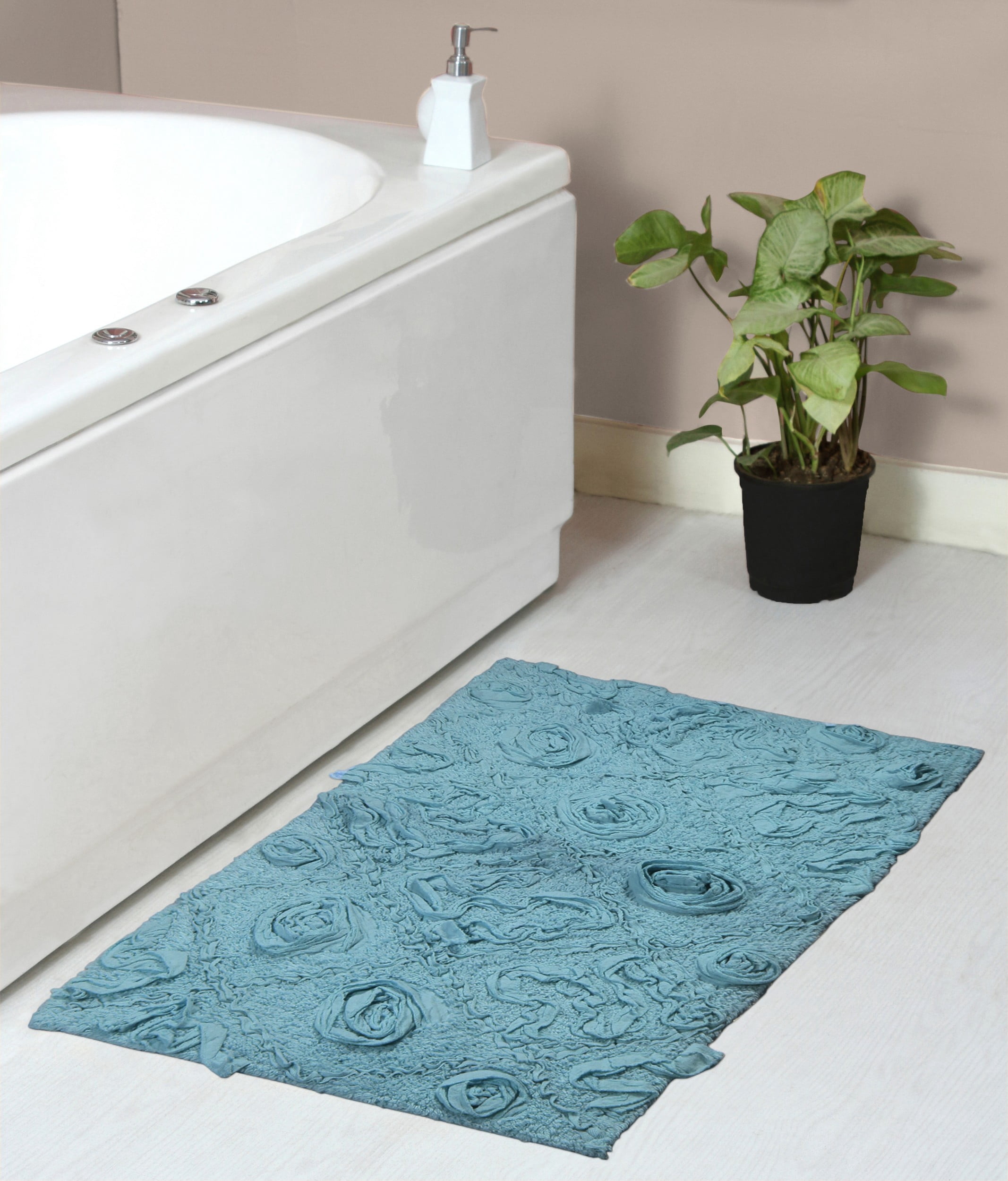 Home Weavers Modesto Bath Rug 100% Cotton Bathroom Rugs Set, Washable Rug, Extra Soft Cotton & Water Absorbent bath Rug, Kitchen Mat, Bath Mat Set, Bath Floor Mat Non Slip, 21"x34" Rectangle, Blue