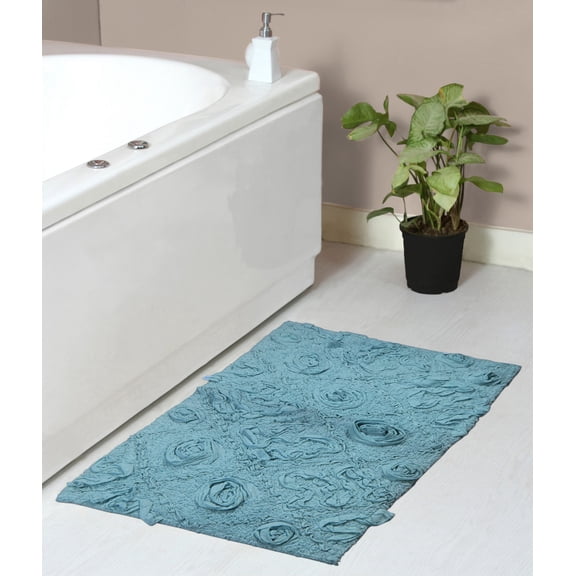 Home Weavers Modesto Bath Rug 100% Cotton Bathroom Rugs Set, Washable Rug, Extra Soft Cotton & Water Absorbent bath Rug, Kitchen Mat, Bath Mat Set, Bath Floor Mat Non Slip, 21"x34" Rectangle, Blue