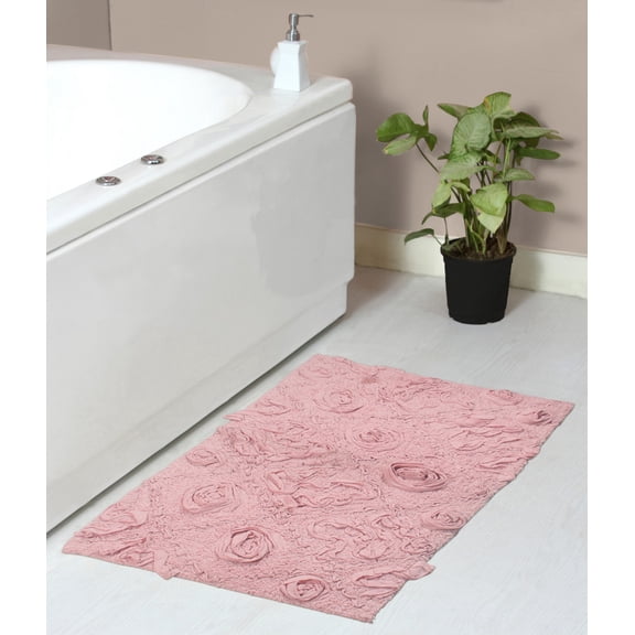 Home Weavers Modesto Bath Rug 100% Cotton Bathroom Rugs Set, Washable Rug, Extra Soft Cotton & Water Absorbent bath Rug, Kitchen Mat, Bath Mat Set, Bath Floor Mat Non Slip, 21"x34" Rectangle, Pink