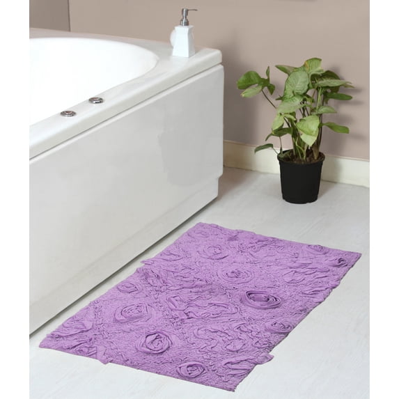 Home Weavers Modesto Bath Rug 100% Cotton Bathroom Rugs Set, Washable Rug, Extra Soft Cotton & Water Absorbent bath Rug, Kitchen Mat, Bath Mat Set, Bath Floor Mat Non Slip, 21"x34" Rectangle, Purple