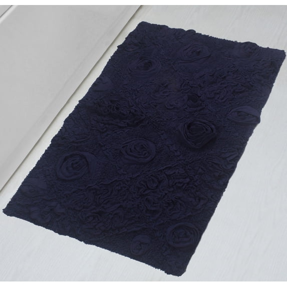 Home Weavers Modesto Bath Rug 100% Cotton Bathroom Rugs Set, Washable Rug, Soft Cotton Extra Soft and Absorbent bath Rug, Kitchen Mat, Bath Mat Set, Bath Floor Mat Non Slip, 24"x40" Rectangle, Navy