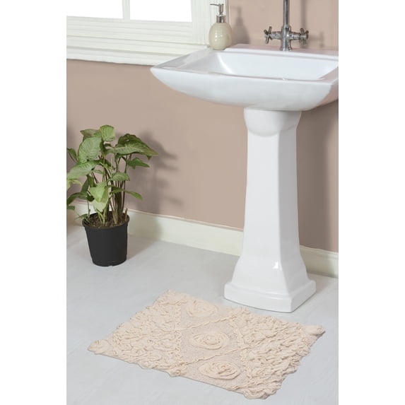 Home Weavers Modesto Bath Rug 100% Cotton Bathroom Rugs Set, Washable Rug, Soft Cotton & Water Absorbent bath Rug, Kitchen Door Mat, Bath Mat Set, Non-Slip Bath Floor Mat, 17"x24" Rectangle, Ivory