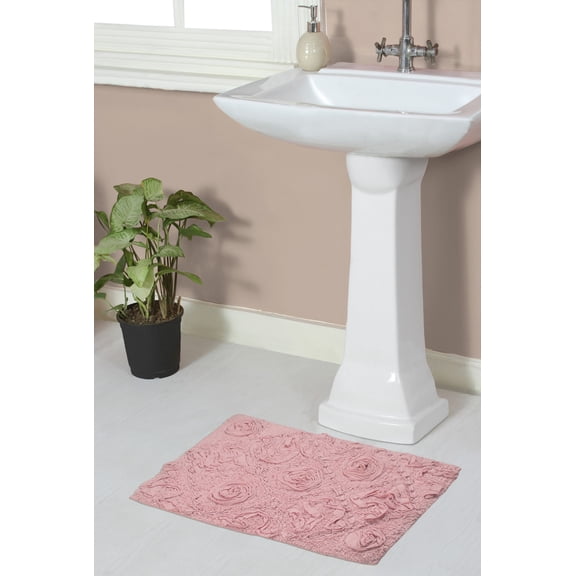 Home Weavers Modesto Bath Rug 100% Cotton Bathroom Rugs Set, Washable Rug, Soft Cotton & Water Absorbent bath Rug, Kitchen Door Mat, Bath Mat Set, Non-Slip Bath Floor Mat, 17"x24" Rectangle, Pink
