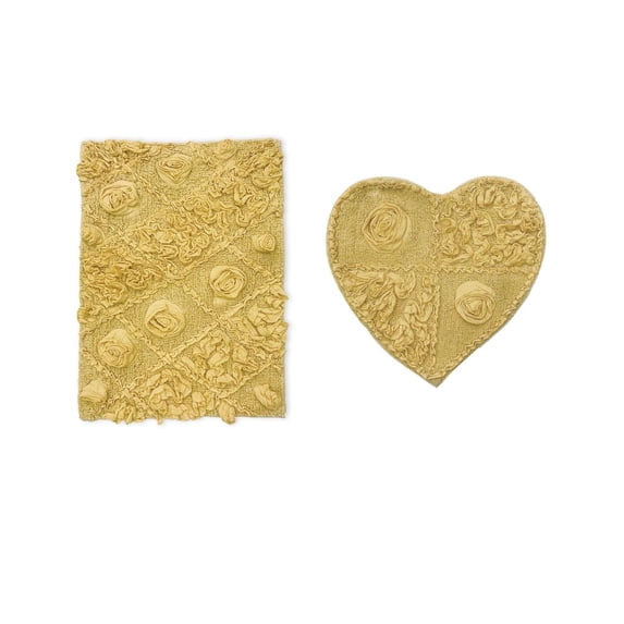 Home Weavers Modesto Bath Rug 100% Cotton Non-Slip Bathroom Rug Set Machine Washable Bath Rug-21"x34", Heart Shape Rug- 25"x25", Yellow Color 2 Piece Bath Rug set