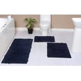 thumbnail image 1 of Home Weavers Modesto Bath Rug 100% Cotton Non-Slip Bathroom Rug Set Machine Washable Bathroom Rug-17"x24", Bath Rug- 21"x34", Runner- 21"x54", Navy Color 3 Piece Bath Rug set, 1 of 9