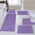 thumbnail image 1 of Home Weavers Modesto Bath Rug 100% Cotton Non-Slip Bathroom Rug Set Machine Washable Bathroom Rug, Bath Rug, U Shaped Contour, Runner, Bathroom Rug, Purple Color 5 Piece Bath Rug set, 1 of 8