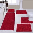 thumbnail image 1 of Home Weavers Modesto Bath Rug 100% Cotton Non-Slip Bathroom Rug Set Machine Washable Bathroom Rug, Bath Rug, U Shaped Contour, Runner, Bathroom Rug, Red Color 5 Piece Bath Rug set, 1 of 7
