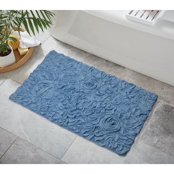 Home Weavers Modesto Collection 100% Cotton Tufted Bath Rugs, Extra Soft and Absorbent Bath Rugs, Non-Slip Bath Mats, Machine Washable, Bath Mats for Bathroom Floor, 24"x40" Rectangle, Sky Blue