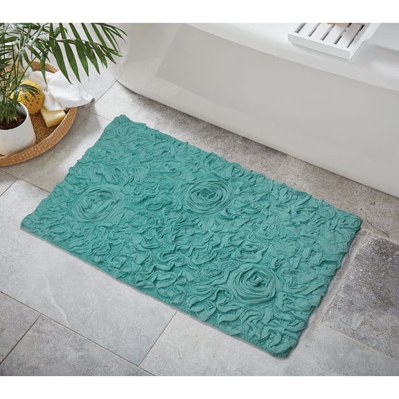 Home Weavers Modesto Collection 100% Cotton Tufted Bath Rugs, Extra Soft and Absorbent Bath Rugs, Non-Slip Bath Mats, Machine Washable, Bathroom Bath Mats for Floor, 24"x40" Rectangle, Turquoise