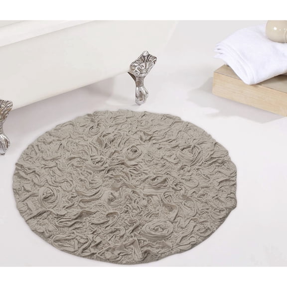 Home Weavers Modesto Collection 100% Cotton Tufted Round Round Bath Rugs, Extra Soft and Absorbent Round Bath Rugs, Non-Slip Round Bath Mats, Machine Washable 30" Round, Linen