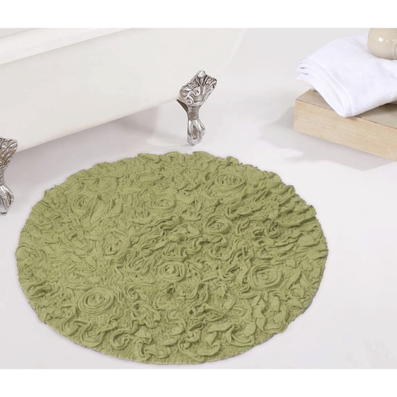 Home Weavers Modesto Collection 100% Cotton Tufted Round Round Bath Rugs, Extra Soft and Absorbent Round Bath Rugs, Non-Slip Round Bath Mats, Machine Washable 30" Round, Green