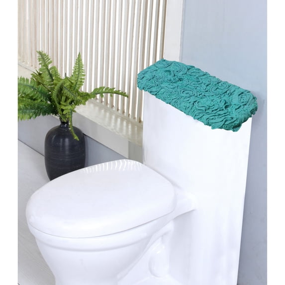 Home Weavers Modesto Collection 100% Cotton Tufted Tank Lid Cover, Extra Soft and Absorbent Tank Lid Cover, Machine Washable, Bathroom Tank Lid Cover 10"x22" Tank Lid Cover, Turquoise