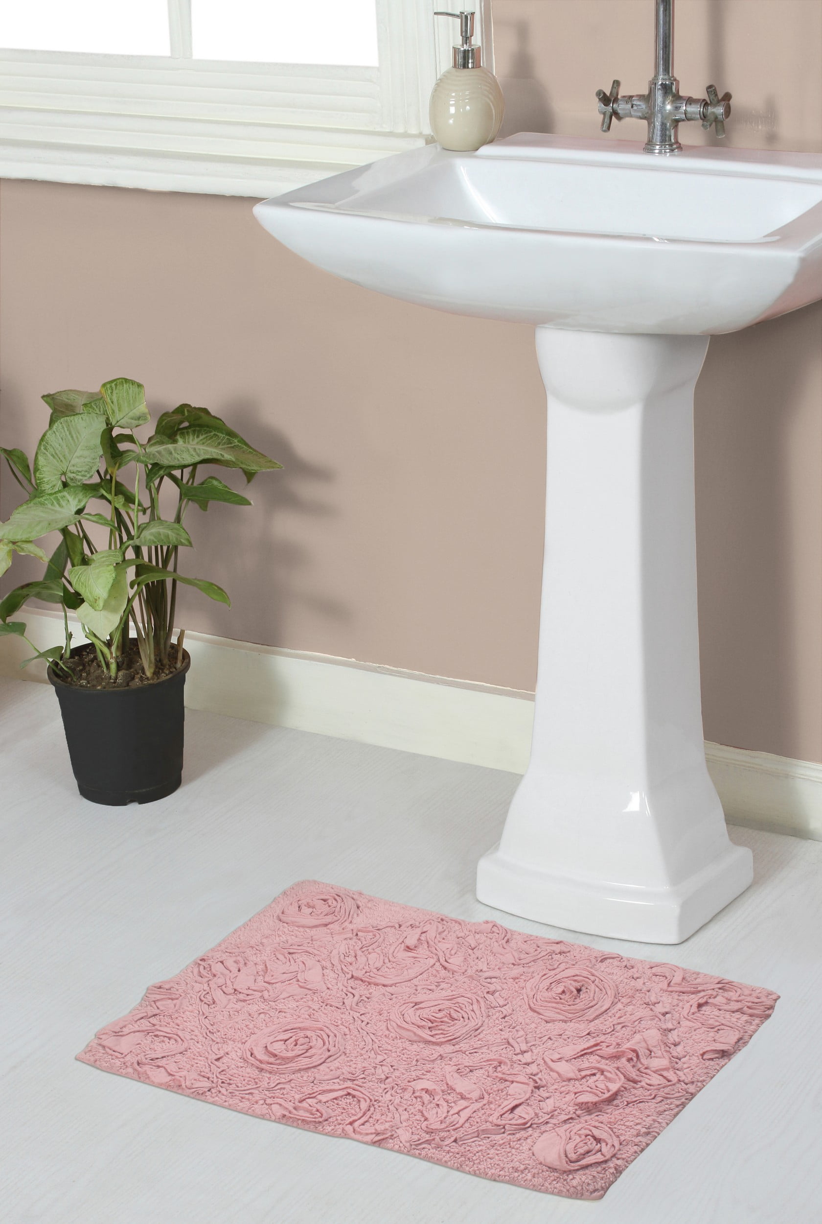 24x40 Modesto Collection Pink Cotton Tufted Bath Rug - Home Weavers