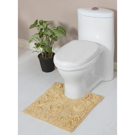 Home Weavers Modesto Collection Toilet Rugs U Shaped Contour Rug, Extra Thick Bathroom Rug, Non-Slip Contour Mat for Bathroom, 100% Cotton Soft & Absorbent, Machine Washable, 20"x20" Contour, Yellow