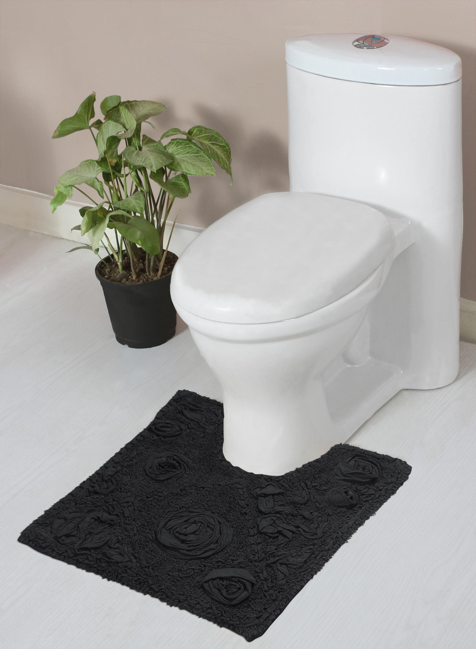 Home Weavers Modesto Collection Toilet Rugs U Shaped Contour Rug, Extra Thick Bathroom Rug, Non-Slip Contour Mat for Bathroom, 100% Cotton Soft & Absorbent, Machine Washable, 20"x20" Contour, Gray