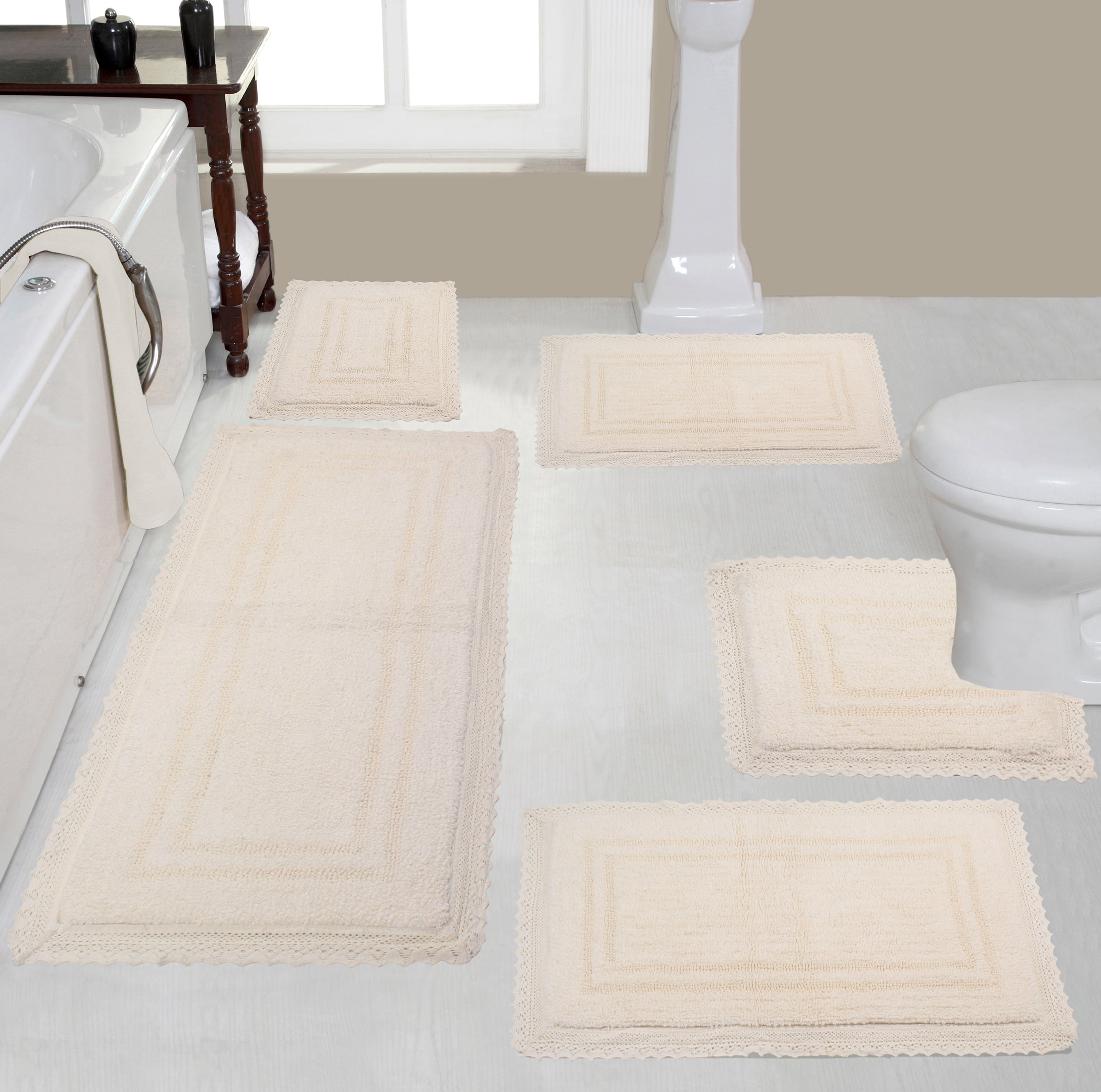 Home Weavers Opulent Bathmat 100 Cotton NonSlip Bathroom Rug Set
