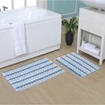 thumbnail image 1 of Home Weavers Orion Collection 100% Cotton Bathroom Rug, Non Slip Bath Mat Water Absorbent Soft Shaggy Mat Machine Washable, Thick Plush Rugs - 2Pcs Set, Blue, 1 of 5
