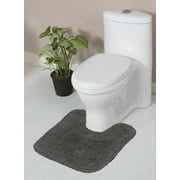 Home Weavers Radiant Bathroom Rug Toilet Rugs U Shaped Contour,Extra Thick Toilet Rug, Non-Slip Contour Mat for Bathroom, 100% Cotton Soft, Absorbent Water, Machine Washable, 20"x20" Contour, Gray