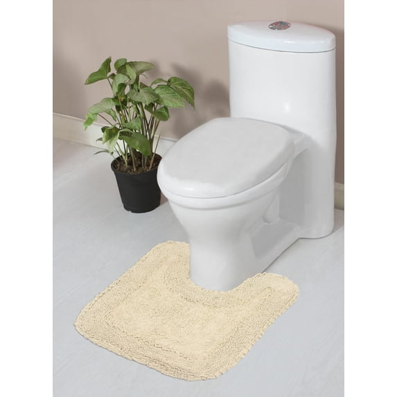 Home Weavers Hampton Bathroom Rug Toilet Rugs U Shaped Contour, Thick Toilet Rug, Non-Slip Contour Mat for Bathroom Rug,100% Cotton Soft, Absorbent Water, Machine Washable, 20"x20" Contour, Ivory