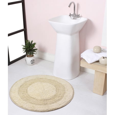 Home Weavers Radiant Collection 100% Cotton Bathroom Rugs Set, Bathroom Décor, Washable Rug, Soft and Absorbent bath Rug, Kitchen Mat, Bath Mat Set, Bath Floor Mat Non Slip, 30" Round, Ivory Rug