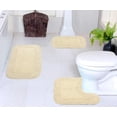 thumbnail image 1 of Home Weavers Radiant Collection 100% Cotton Non-Slip Bathroom Rug Set Machine Washable Bathroom Rug-17"x24", Bath Rug- 21"x34", U Shaped Contour- 20"x20", Ivory Color 3 Piece Bath Rug set, 1 of 9