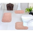 thumbnail image 1 of Home Weavers Radiant Collection 100% Cotton Non-Slip Bathroom Rug Set Machine Washable Bathroom Rug-17"x24", Bath Rug- 21"x34", U Shaped Contour- 20"x20", Pink Color 3 Piece Bath Rug set, 1 of 9