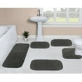 thumbnail image 1 of Home Weavers Radiant Collection 100% Cotton Non-Slip Bathroom Rug Set Machine Washable Bathroom Rug, Bath Rug, Bathroom Rug, Runner, U Shaped Contour, Gray Color 5 Piece Bath Rug set, 1 of 9