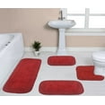 thumbnail image 1 of Home Weavers Radiant Collection 100% Cotton Non-Slip Bathroom Rug Set Machine Washable Bathroom Rug, Bath Rug, U Shaped Contour, Runner, Red Color 4 Piece Bath Rug set, 1 of 9